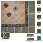 Field tile color Morel and Lichen Green, Monochrome Decos Cattail Brown