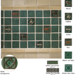 Field tile colors Mushroom and Pheasant Green, Polychrome Decos
